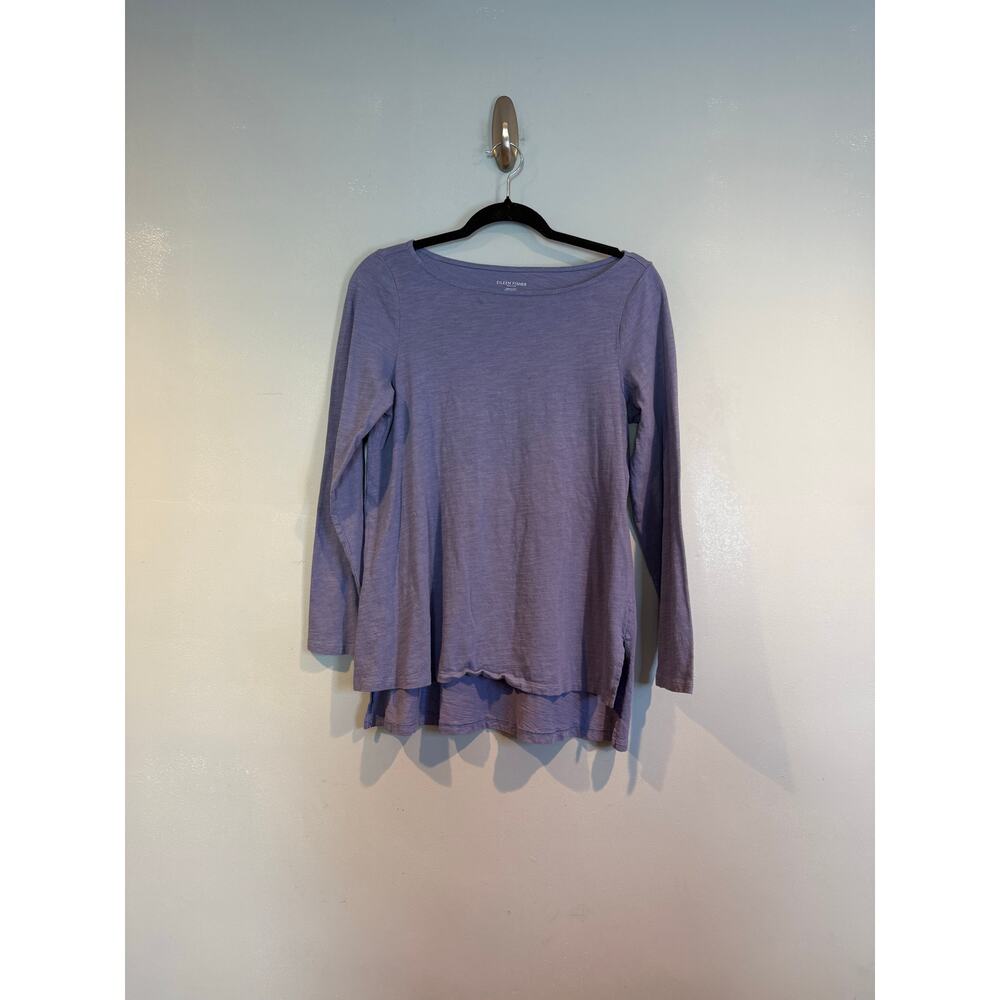 Eileen Fisher Petite Lavender Organic Cotton Long Sleeve Top